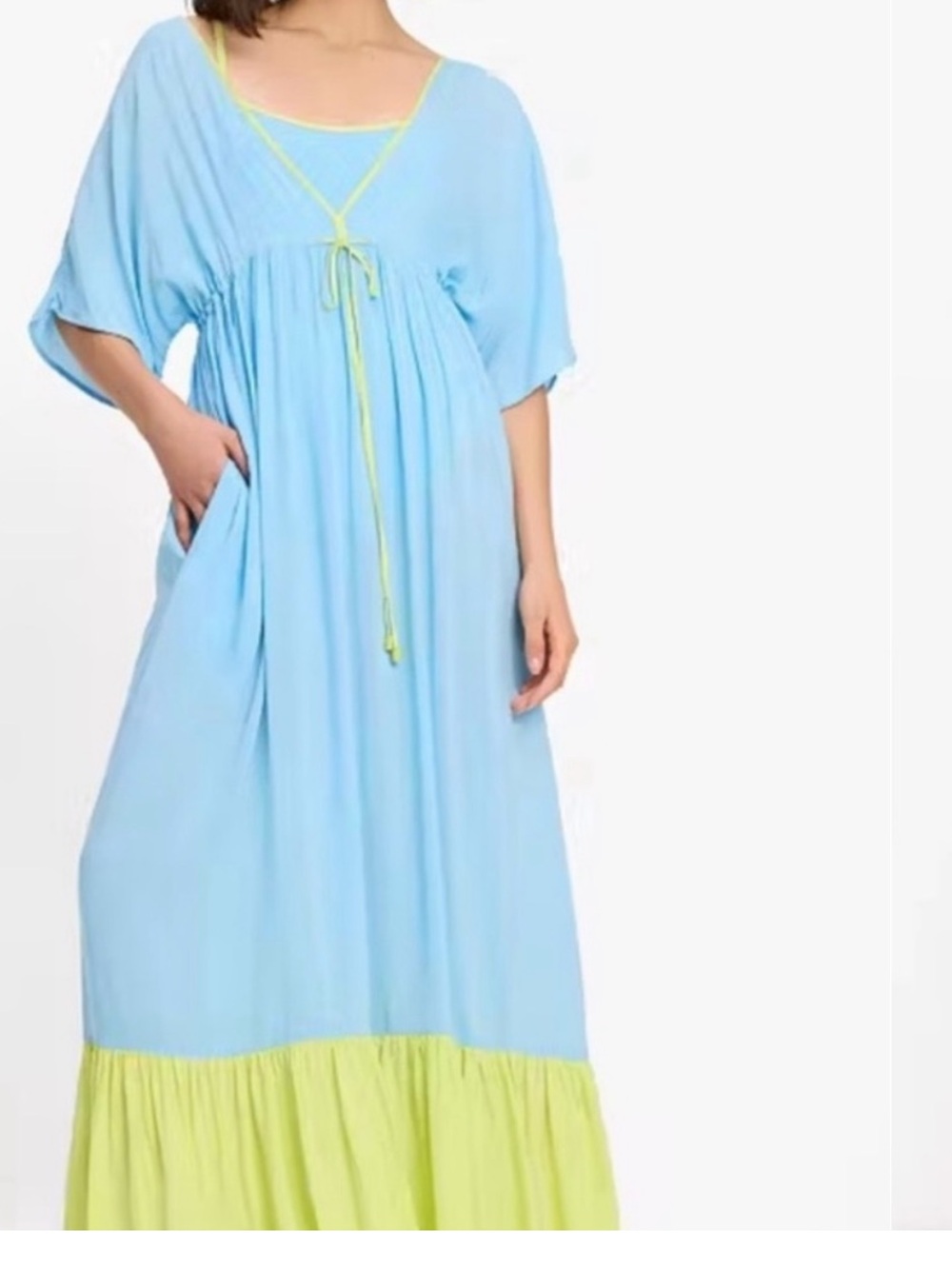 NWT kate spade spring water colorblock Light Blue cover up maxi dress size L/XL
